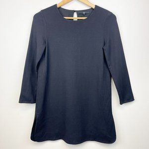 TIBI Fully Lined Black Long Sleeve Keyhole Back Tunic Top Women's Size M